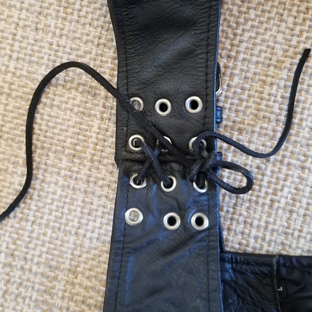 Motorcycle chaps leather riding pants - Picture 4 of 8